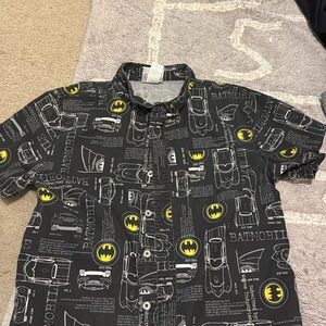Black Batman Graphic Button-Up Shirt